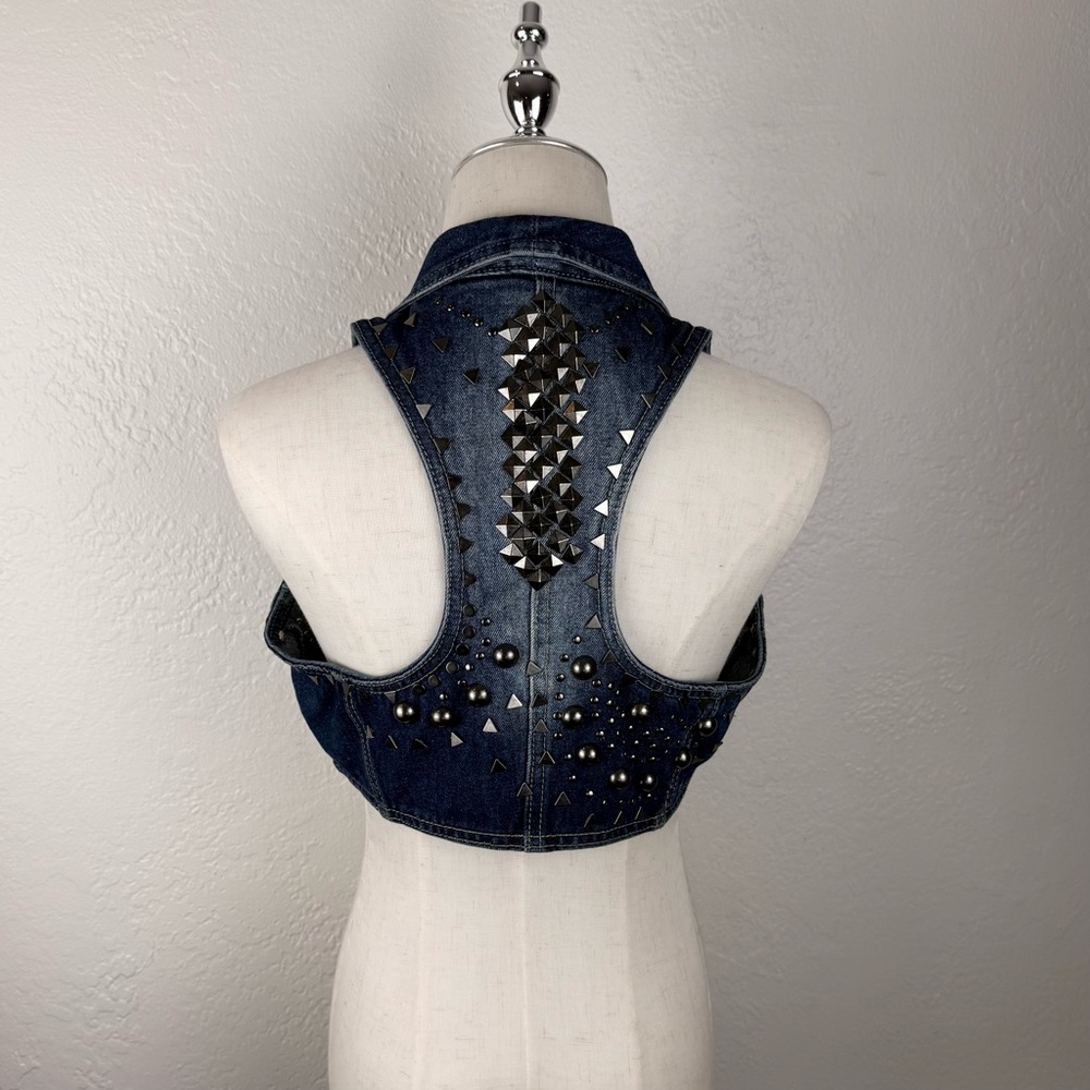 RARE By Deep Los Angeles HEAVILY Studded Denim Vest/Boutique Piece - Medium - Picture 3 of 9
